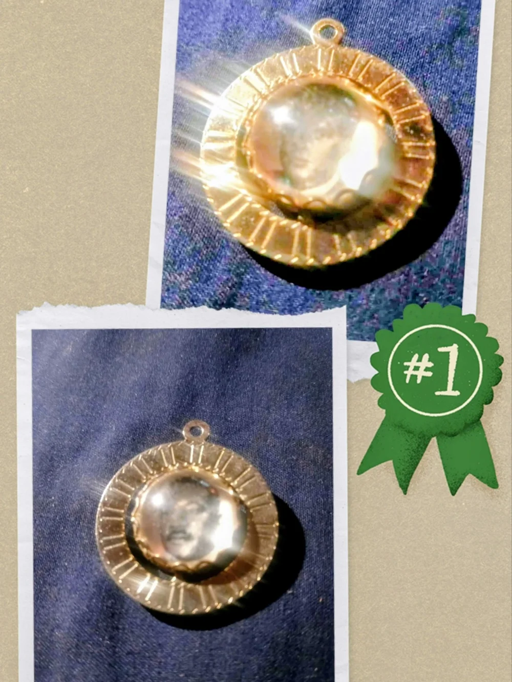 Gold Round Sunburst Pendant Charm With President Kennedy And Martin Luther King